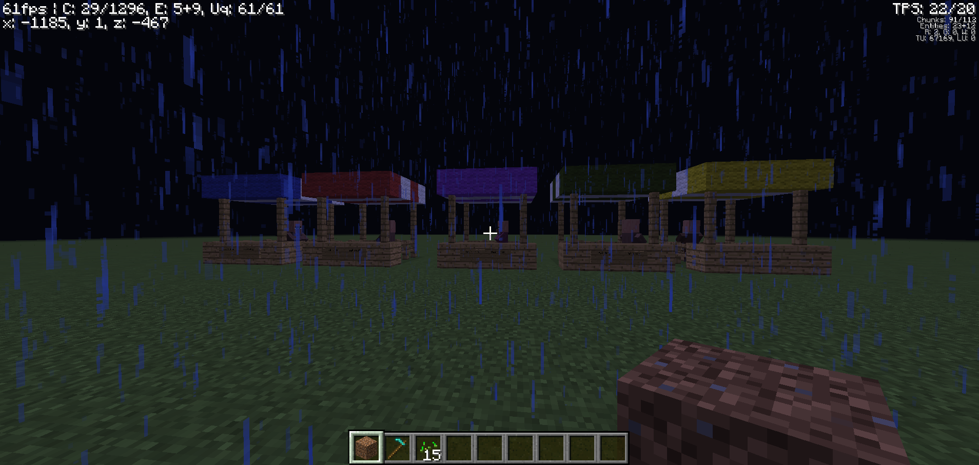 Market stalls in rain